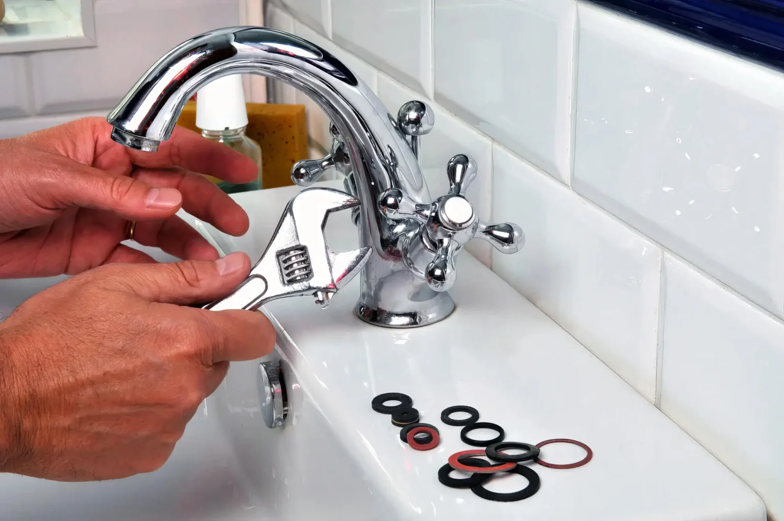 Plumber maintaining a bathroom faucet in West Covina