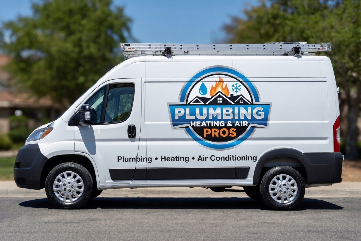 Local plumbing heating and air service van serving West Covina